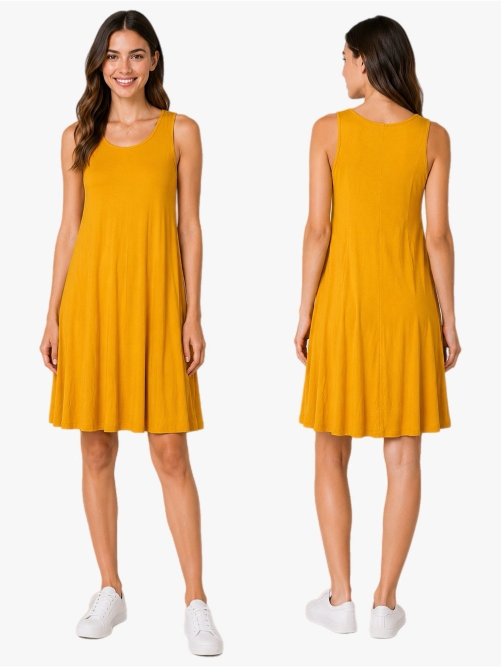 Old Navy Mustard Yellow Sleeveless Swing Dress Women’s Size Medium